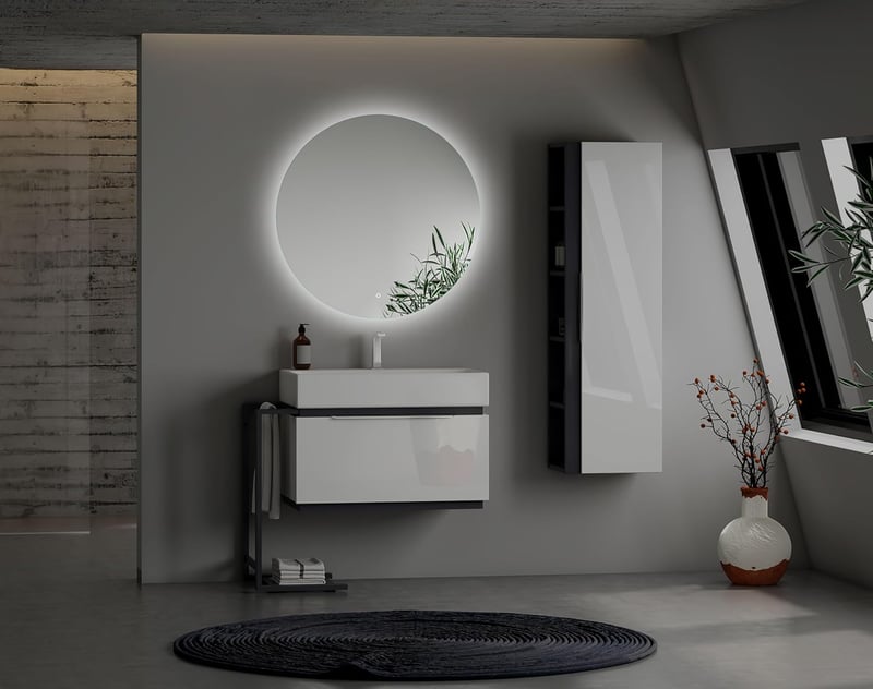 Home Glow 80 cm Kerek Fürdőszobai LED Tükör Érintőkapcsolóval - Természetes Fehér Háttérvilágítás, Üveg Keret, EU Gyártás