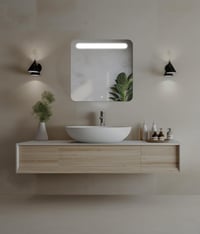 Home Glow Malmo 60x60 cm Fürdőszobai LED Tükör Érintőkapcsolóval - Négyzet Alakú, Homokfúvott Mintával, Energiatakarékos 2