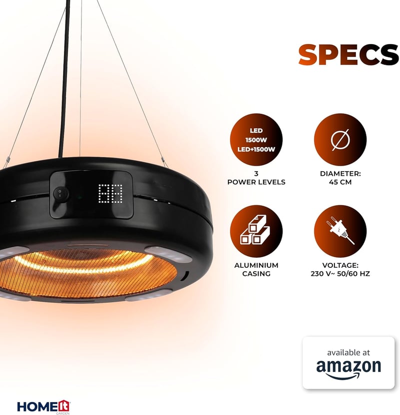 Home>it Függőleges Teraszfűtő Karbon Csővel LED Világítással 1500W Távirányítóval