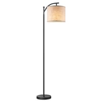Home Sweet Home Modern Állólámpa, 150 cm, Fekete Lenvászon Ernyővel, E27 LED 9W Izzóval, Lábkapcsolós, Nappali és Hálószoba Világításhoz 1