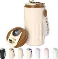 Homealexa 410ml Hőtartó Utazó Kávésbögre Digitális Kijelzővel Rozsdamentes Acél - 410 ml, A-coffee 1