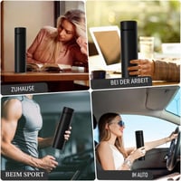 Termos Homealexa 500 ml, sticlă de băut din oțel inoxidabil 304 cu izolație în vid, afișaj digital al temperaturii cu ecran tactil LED, negru 6