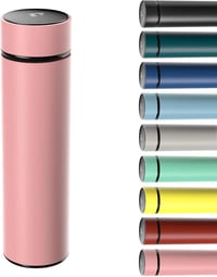 Termos cu vacuum Homealexa 500ml din oțel inoxidabil cu afișaj LED, roz 1