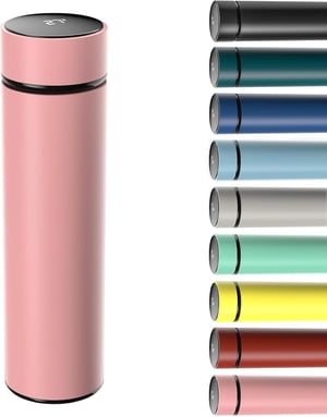 Vákuová termoska Homealexa s LED displejom teploty, ružová - 500 ml