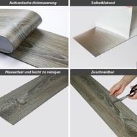 Homease öntapadós PVC padló, vízálló vinyl csempe, fa hatású, 91x15 cm, 72 db 3