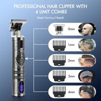 HOMEASY Professzionális Hajvágó 5 Hosszbeállítással - Fém Szakállvágó 0-4 mm, 180 Perces Akkumulátor, 4 Fésűtartozékkal, Hálózati és Vezeték 3
