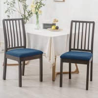 Husă elastică pentru scaun din jacquard HOMECOVER, set de 4 bucăți - Albastru, detașabilă și lavabilă, pentru restaurant, bucătărie, birou și hotel 4