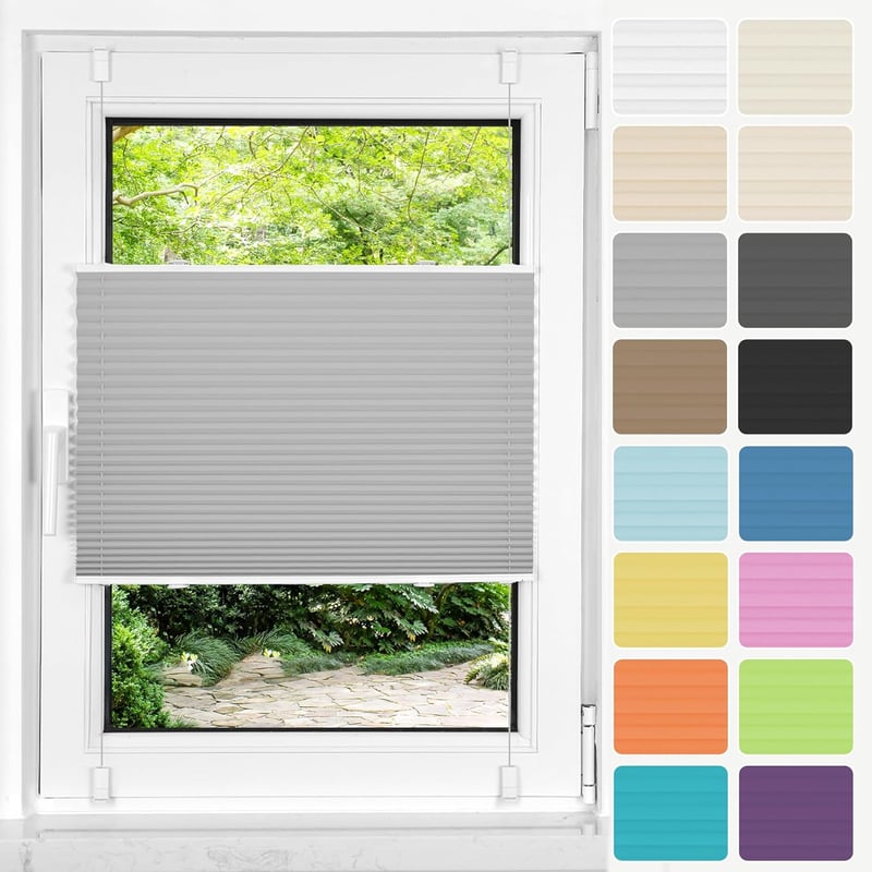 HOMEDEMO Pliszé Roló Klemmfix 110x110 cm Szürke Ablak Ajtó Árnyékolás Napvédelem