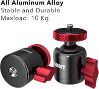 Homeet mini golyós állványfej 25 mm fém tripodhoz 10 kg terhelhetőséggel, 1/4 és 3/8 menet, hot shoe adapterrel 2