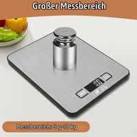 Cântar digital de bucătărie HomeFashion 23x17 cm, 10 kg/1 g, suprafață din oțel inoxidabil, cu afișaj LCD, cântar alimentar multifuncțional pentru uz casnic 8