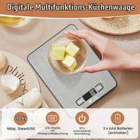Cântar digital de bucătărie HomeFashion 23x17 cm, 10 kg/1 g, suprafață din oțel inoxidabil, cu afișaj LCD, cântar alimentar multifuncțional pentru uz casnic 3