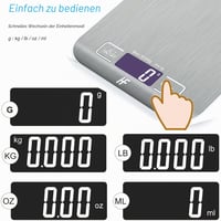 Digitálna kuchynská váha HomeFashion s nosnosťou 5000 g a presnosťou 1 g, LCD displej, nerezová plocha, 6 merných jednotiek, funkcia TARA, ideálna na pečenie a varenie 4