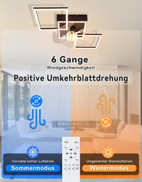 Moderný stropný ventilátor so svetlom Homefire 68 cm – LED stropný ventilátor so 6 rýchlosťami, stmievateľný, s diaľkovým ovládaním a časovačom, denné svetlo 5
