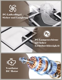 Moderný stropný ventilátor so svetlom Homefire 68 cm – LED stropný ventilátor so 6 rýchlosťami, stmievateľný, s diaľkovým ovládaním a časovačom, denné svetlo 7