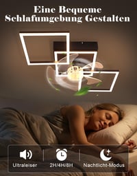 Moderný stropný ventilátor so svetlom Homefire 68 cm – LED stropný ventilátor so 6 rýchlosťami, stmievateľný, s diaľkovým ovládaním a časovačom, denné svetlo 3