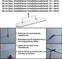 Raft de perete din sticlă securizată HomeHeng 8 mm, cu cleme de fixare cromate, transparent, 35 x 12 cm, pentru baie 6