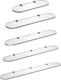 Raft de perete din sticlă securizată HomeHeng 8 mm, cu cleme de fixare cromate, transparent, 35 x 12 cm, pentru baie 1