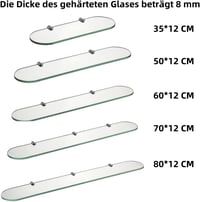 Raft de perete din sticlă securizată HomeHeng 8 mm, cu cleme de fixare cromate, transparent, 35 x 12 cm, pentru baie 5