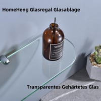 Raft de perete din sticlă securizată HomeHeng 8 mm, cu cleme de fixare cromate, transparent, 35 x 12 cm, pentru baie 2