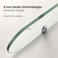 HomeHeng E3308-70HC Staklena zidna polica za kupaonicu – 8 mm kaljeno staklo, prozirna, kromirani držači, 70 x 12 cm 4