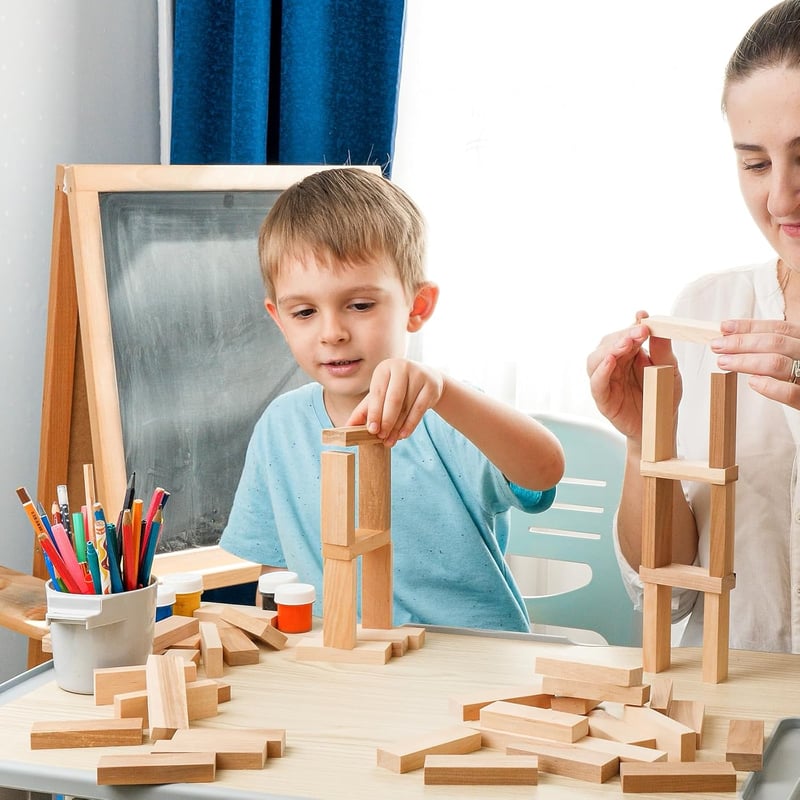 HOMEJOY 40 db natúr fa kézműves építőelem tömb 9,2 x 2 x 0,8 cm fapálcikák barkács díszítéshez DIY projektekhez