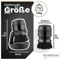 Perie de vase HomeKitchen cu dozator de săpun lichid și suport, negru, reîncărcabilă, perie de curățat rotundă pentru tigăi și oale 2