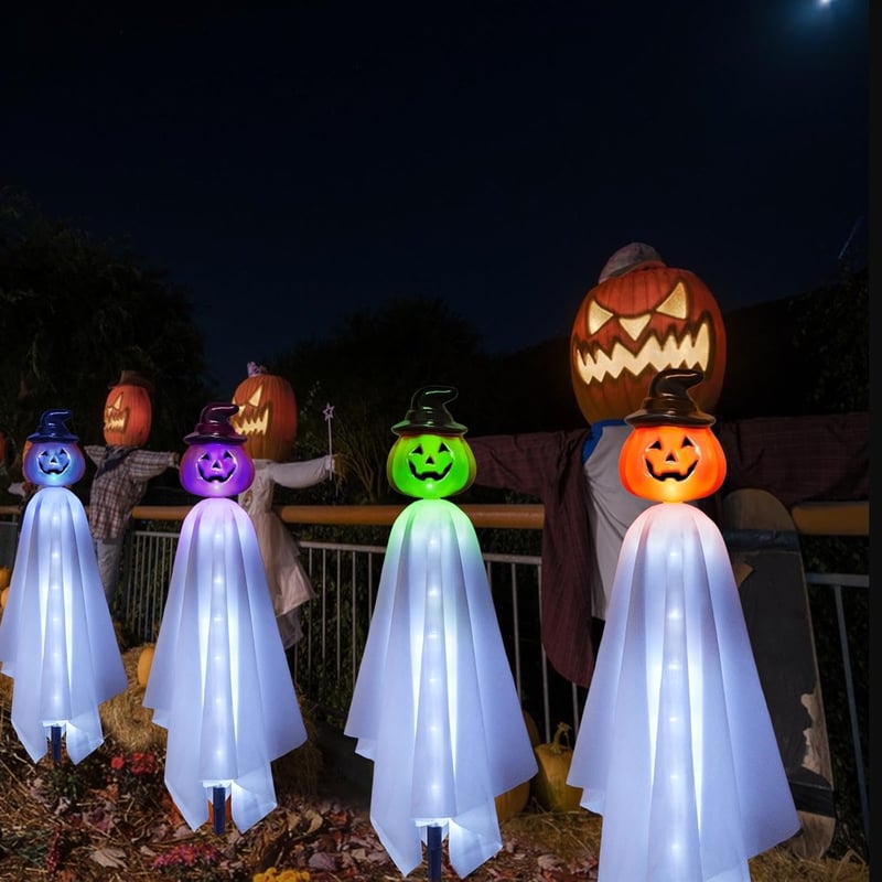 Homeleo 4 darabos napelemes szellem tök Halloween dekoráció kültéri