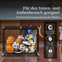 Homelio cărucior mobil pentru depozitarea mingilor de baschet cu capac dublu blocabil, suport pentru mingi cu roți, pentru săli de sport, interior și exterior 6