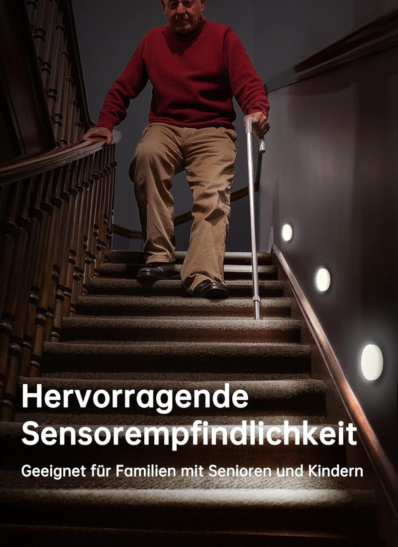Homelist mozgásérzékelős LED lépcsőlámpa szett 6 db, vezeték nélküli újratölthető éjszakai fény
