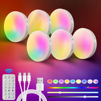 Homelist NL4 LED osvetlenie vitrín s diaľkovým ovládaním, 6 ks RGB nočných svetiel so snímačom pohybu, nabíjateľné bezdrôtové schodiskové osvetlenie 8