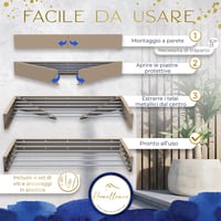 Homellence Összecsukható Falra Szerelhető Ruhaszárító 100cm Bézs - 100 cm, Beige/Cappuccino 4