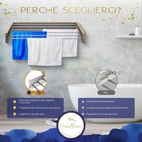 Homellence Összecsukható Falra Szerelhető Ruhaszárító 100cm Bézs - 100 cm, Beige/Cappuccino 5
