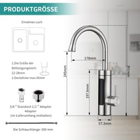 HOMELODY Elektromos Csaptelep Instant Vízmelegítővel 230V Rozsdamentes Acél LED Kijelzővel 6