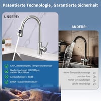 HOMELODY kihúzható konyhai csap LED hőmérséklet-kijelzővel, rozsdamentes acél, 2 vízsugár 5