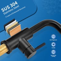 HOMELODY Kihúzható Konyhai Csaptelep 2 Vízsugár Típussal, 304 Rozsdamentes Acél, 360° Forgatható, Fekete Egykaros Mosogató Csap, 50 cm Kihúz 5