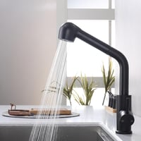 HOMELODY Kihúzható Konyhai Csaptelep 2 Vízsugár Típussal, 304 Rozsdamentes Acél, 360° Forgatható, Fekete Egykaros Mosogató Csap, 50 cm Kihúz 1