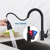 HOMELODY konyhai csap LED hőmérséklet-kijelzővel, kihúzható, 2 sugárfunkció - fekete 5