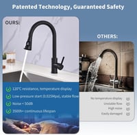 HOMELODY konyhai csap LED hőmérséklet-kijelzővel, kihúzható, 2 sugárfunkció - fekete 4