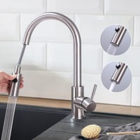 HOMELODY Konyhai Csaptelep 360° Forgatható Zuhanyfejjel, Kétfunkciós Spray, Rozsdamentes Acél 1