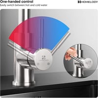 HOMELODY Konyhai Csaptelep 360° Forgatható Zuhanyfejjel, Kétfunkciós Spray, Rozsdamentes Acél 5