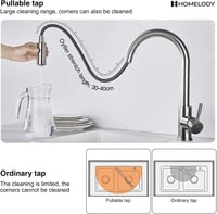 HOMELODY Konyhai Csaptelep 360° Forgatható Zuhanyfejjel, Kétfunkciós Spray, Rozsdamentes Acél 3