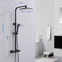 HOMELODY Termosztátos Zuhanysystem Fekete Rozsdamentes Esőzuhany Kézi Fejzuhannyal 2