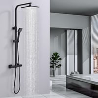 HOMELODY Termosztátos Zuhanysystem Fekete Rozsdamentes Esőzuhany Kézi Fejzuhannyal 1