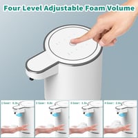 HOMELYLIFE 380ml Automata Szappan Adagoló - Újratölthető Érintésmentes Habszappan Adagoló, 4 Fokozatú, IR Szenzoros, Falra Szerelhető, Vízál 3