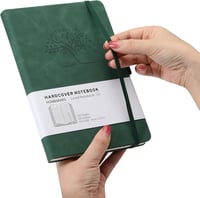 HOMEMARS A5 vonalas napló préselt fa mintás bőrborítással, 200 lap, 2 db - barna-zöld 3