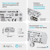 Homematic IP 151347A0 Podomietkový ovládač roliet – Inteligentná domácnosť, ovládanie cez aplikáciu, Alexu a Google Assistant, pre 1 roletu, inteligentné rozšírenie pre elektrické rolety 3
