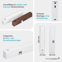 Optický senzor na okná a dvere Homematic IP 157857A0 s bielym a hnedým krytom, digitálny senzor, Smart Home, aplikácia, Alexa, Google Assistant, úspora energie 3