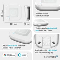 Riadiaca jednotka Homematic IP Access Point 2 pre inteligentnú domácnosť – bezplatná aplikácia, hlasové ovládanie Amazon Alexa a Google Home, bez mesačných poplatkov, 161314A0 3