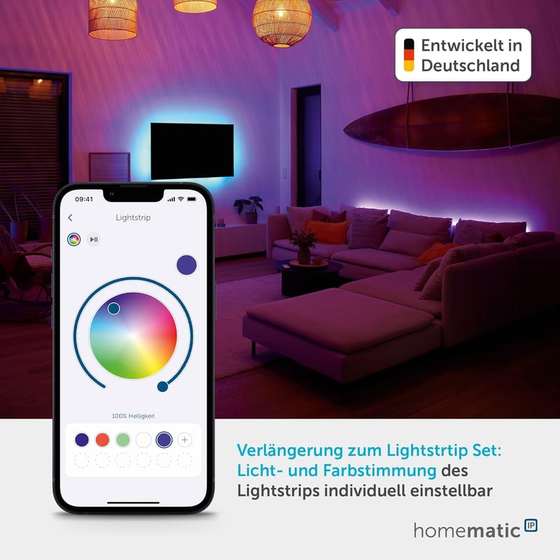 Homematic IP okos LED szalag 1m, app vezérlés, Google Assistant és Alexa kompatibilis