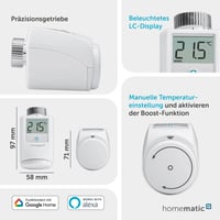Inteligentný radiátorový termostat Homematic IP 140280A0 – inteligentná regulácia kúrenia s aplikáciou, hlasovým ovládaním Alexa a Google Home, úspora energie 3